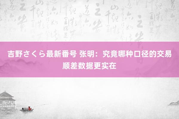 吉野さくら最新番号 张明：究竟哪种口径的交易顺差数据更实在