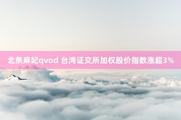 北条麻妃qvod 台湾证交所加权股价指数涨超3%