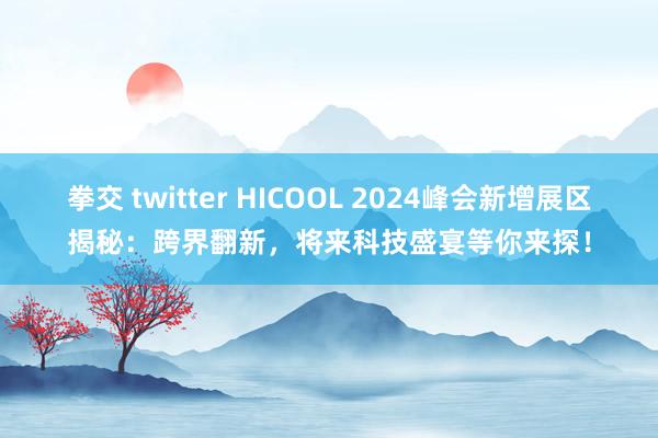 拳交 twitter HICOOL 2024峰会新增展区揭秘：跨界翻新，将来科技盛宴等你来探！