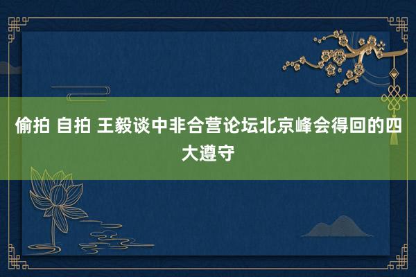 偷拍 自拍 王毅谈中非合营论坛北京峰会得回的四大遵守