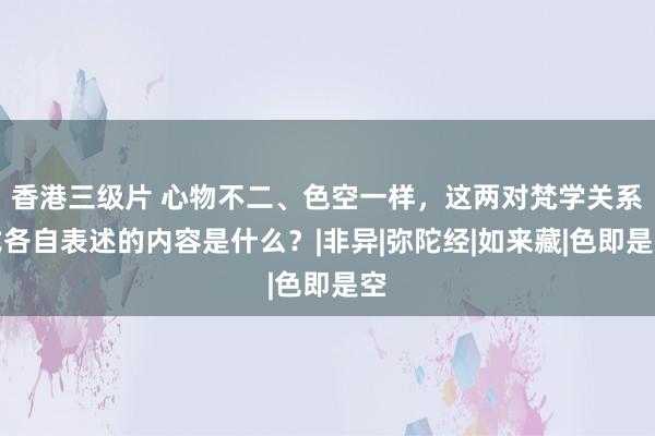 香港三级片 心物不二、色空一样，这两对梵学关系式各自表述的内容是什么？|非异|弥陀经|如来藏|色即是空