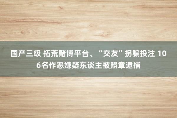 国产三级 拓荒赌博平台、“交友”拐骗投注 106名作恶嫌疑东谈主被照章逮捕